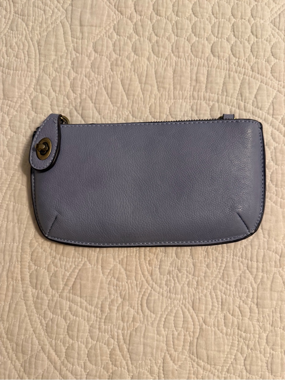 Sleek Lavender-Blue Leather Wristlet Clutch